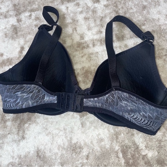 Vanity Fair black & gray push up underwire lightly padded bra SZ 36C - Picture 4 of 9